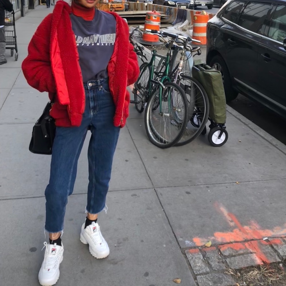 I.AM.GIA RED ZIP UP OVERSIZED TEDDY JACKET XS
